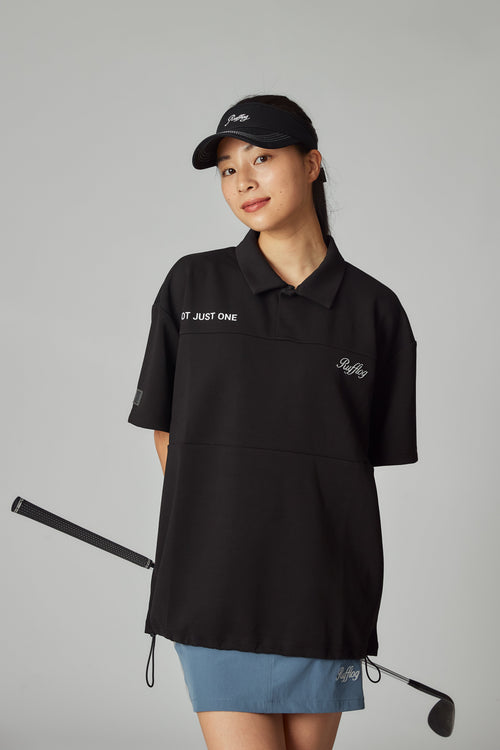 OVER SIZE SQUARE LOGO S/S POLO BLACK