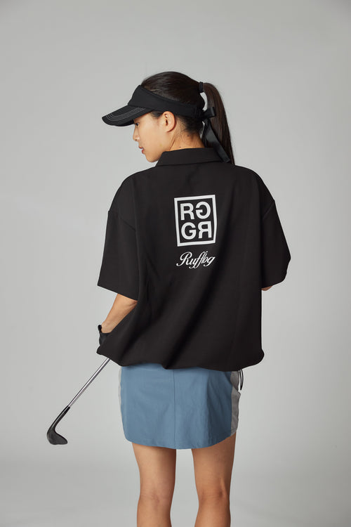 OVER SIZE SQUARE LOGO S/S POLO BLACK
