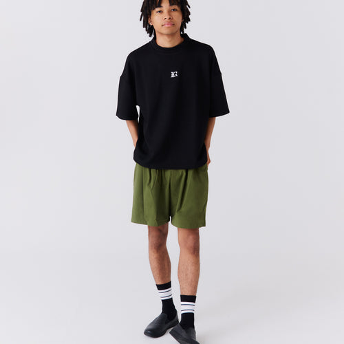 LG Cardboard Knit S/S MOCK NECK BLACK