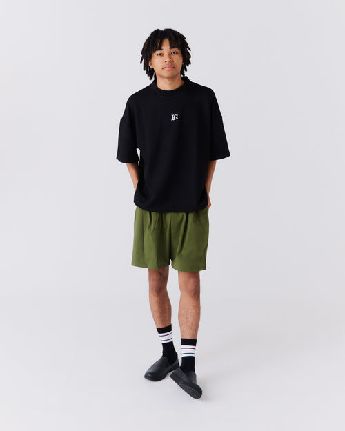 LG Cardboard Knit S/S MOCK NECK BLACK