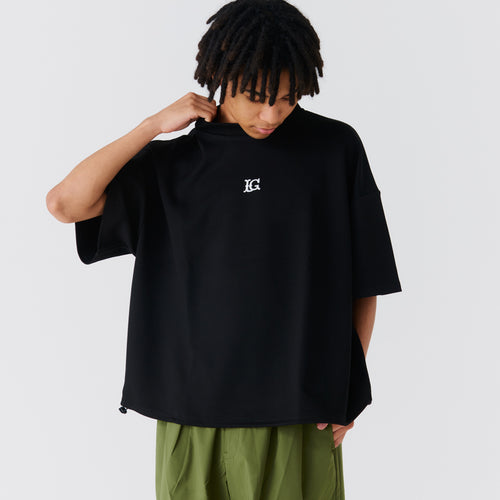 LG Cardboard Knit S/S MOCK NECK BLACK