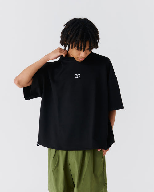 LG Cardboard Knit S/S MOCK NECK BLACK