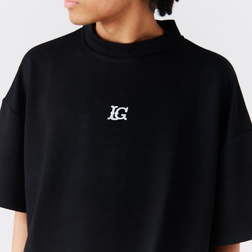 LG Cardboard Knit S/S MOCK NECK BLACK