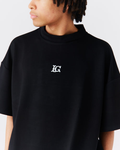 LG Cardboard Knit S/S MOCK NECK BLACK