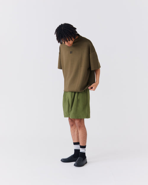 LG Cardboard Knit S/S MOCK NECK KHAKI
