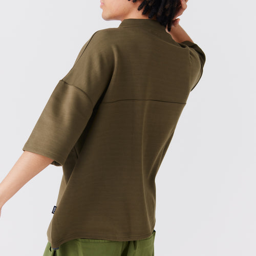 LG Cardboard Knit S/S MOCK NECK KHAKI