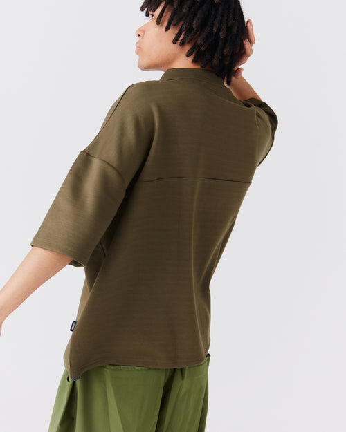 LG Cardboard Knit S/S MOCK NECK KHAKI