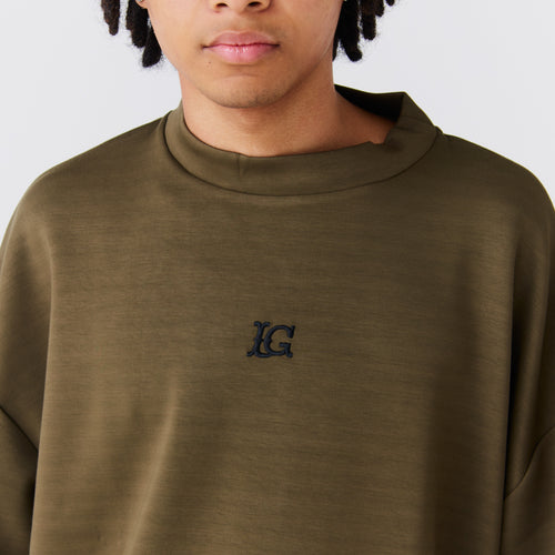 LG Cardboard Knit S/S MOCK NECK KHAKI