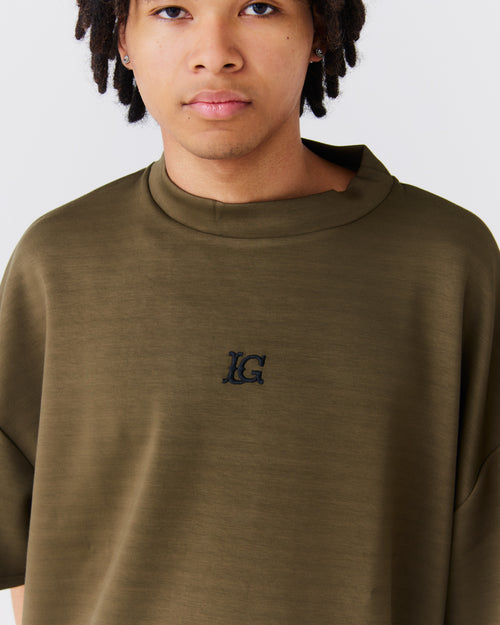 LG Cardboard Knit S/S MOCK NECK KHAKI