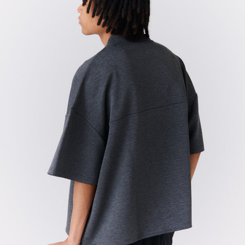 LG Cardboard Knit S/S MOCK NECK DARK GRAY