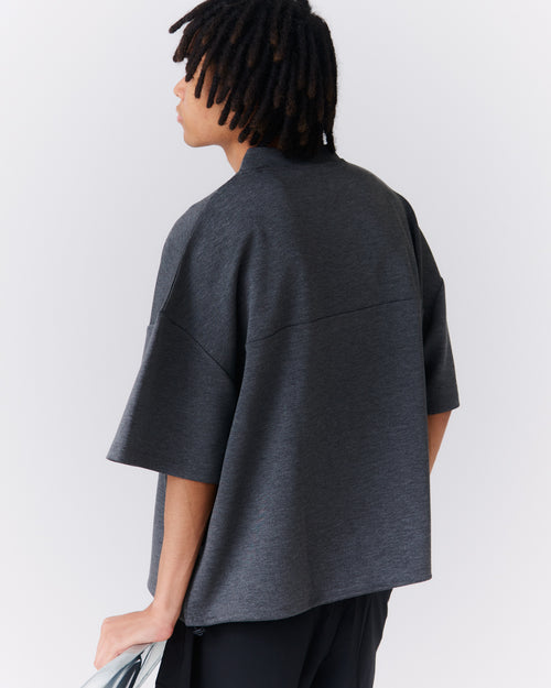 LG Cardboard Knit S/S MOCK NECK DARK GRAY