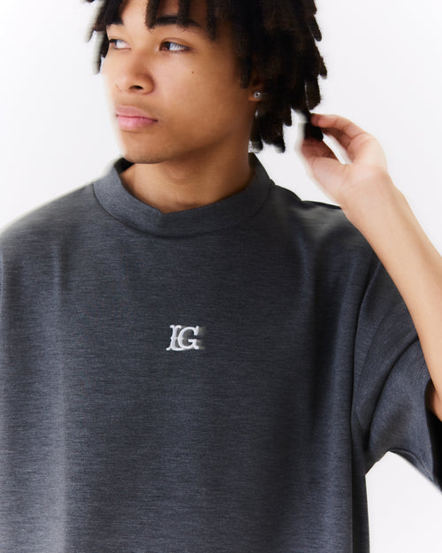 LG Cardboard Knit S/S MOCK NECK DARK GRAY