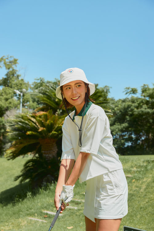 CIRCLE CORECOLOR LOGO BUCKET HAT WHITE