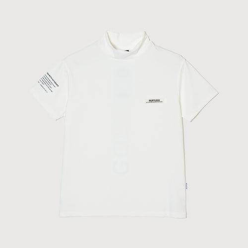 VERTICAL LOGO MOCK TEE WHITE