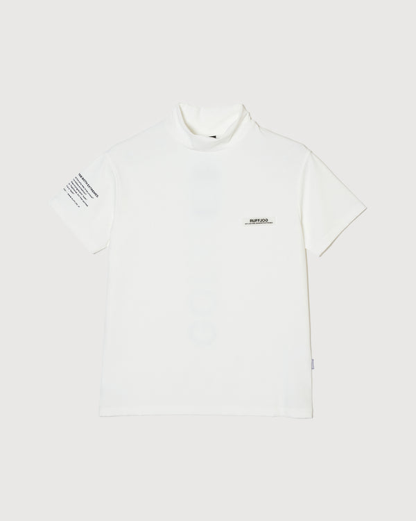 VERTICAL LOGO MOCK TEE WHITE