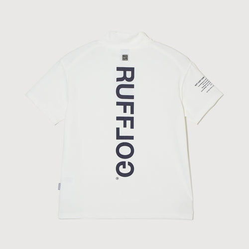 VERTICAL LOGO MOCK TEE WHITE