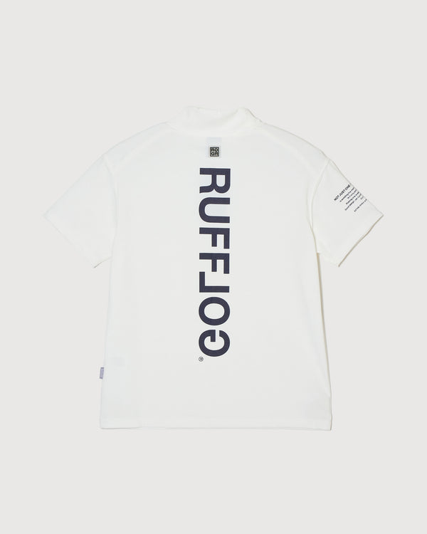 VERTICAL LOGO MOCK TEE WHITE