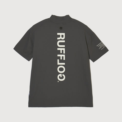 VERTICAL LOGO MOCK TEE CHARCOAL