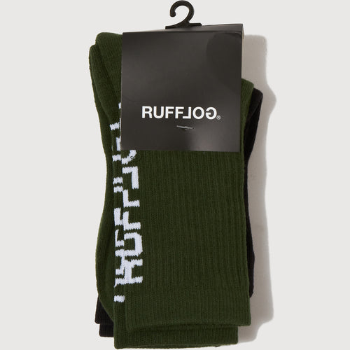 RUFFLOG LOGO 2P SOCKS BLACK/GREEN