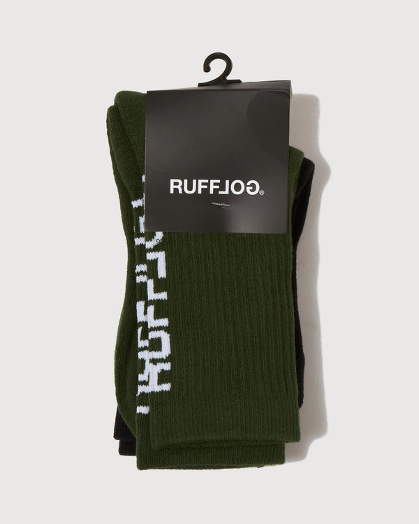 RUFFLOG LOGO 2P SOCKS BLACK/GREEN