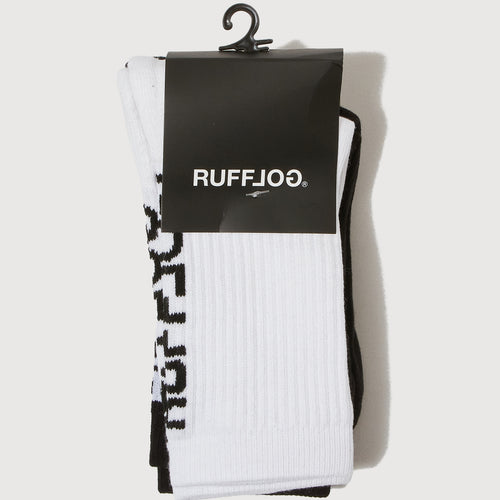 RUFFLOG LOGO 2P SOCKS BLACK/WHITE