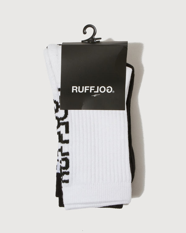 RUFFLOG LOGO 2P SOCKS BLACK/WHITE