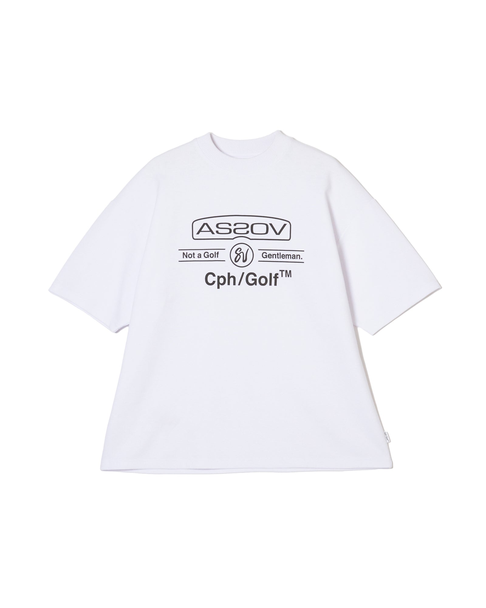 AS2OV×Cph/Golf™ #OVERSIZED MOCK NECK TEE WHITE – RUFFLOG