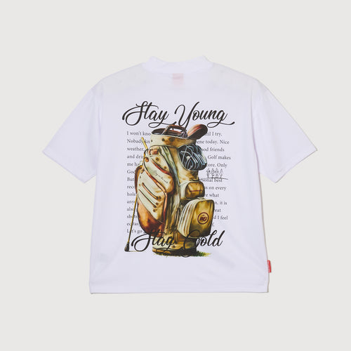 Stay Young,Stay Gold MOCK NECK TEE WHITE