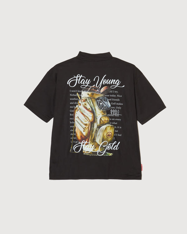 Stay Young,Stay Gold MOCK NECK TEE BLACK