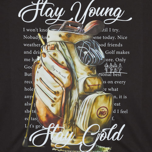 Stay Young,Stay Gold MOCK NECK TEE BLACK