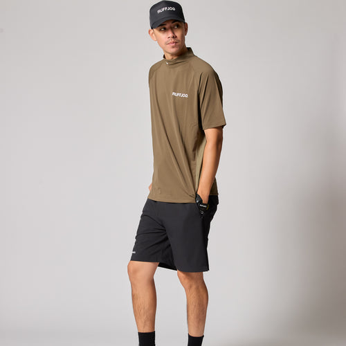 TC S/S MOCK NECK KHAKI