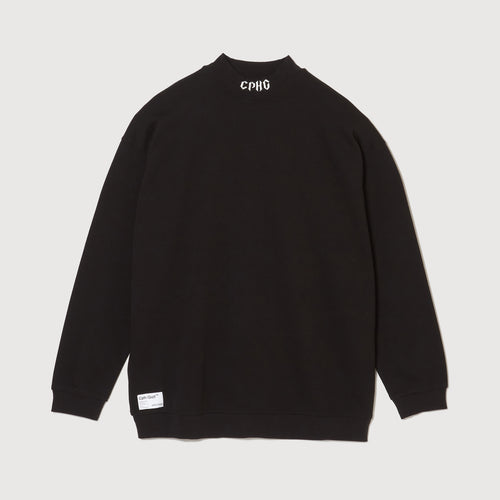 #09×2 IN OUT L/S MOCK NECK TEE BLACK