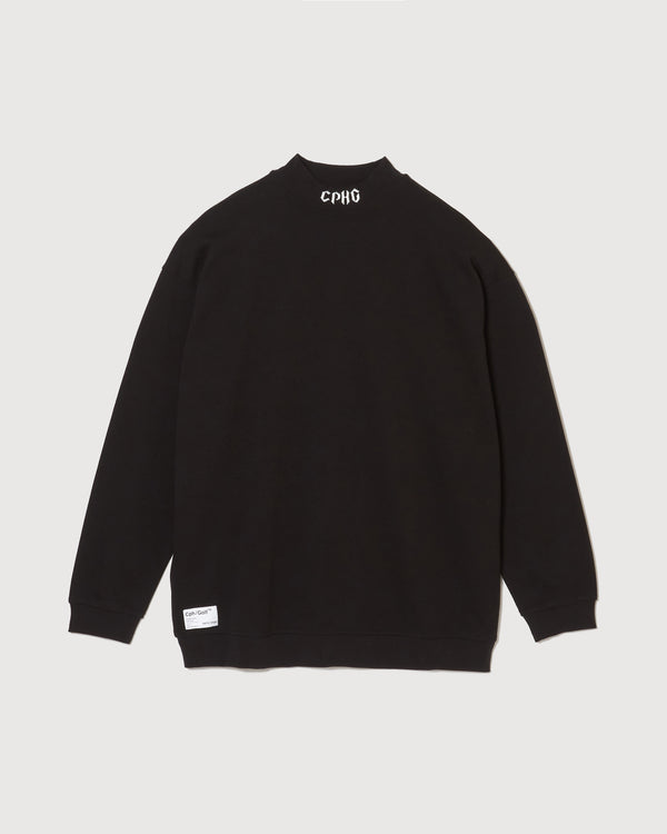 #09×2 IN OUT L/S MOCK NECK TEE BLACK