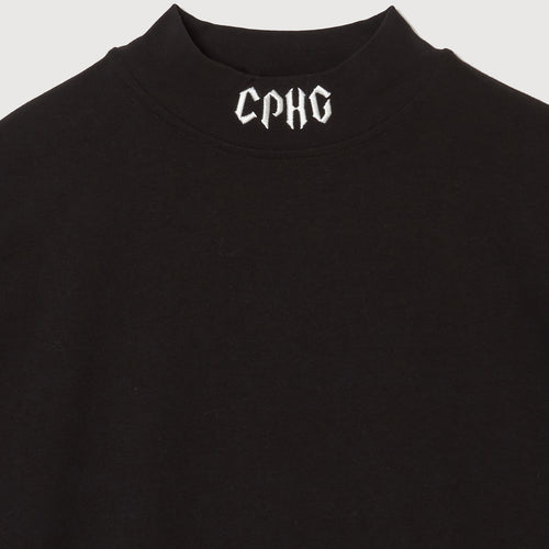 #09×2 IN OUT L/S MOCK NECK TEE BLACK