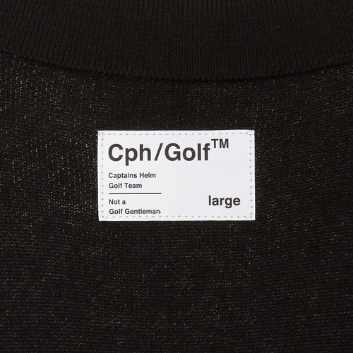 #HORIZONTAL FIRE KNIT POLO BLACK