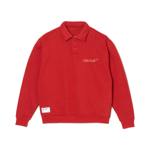 [WOMEN]#DIGNIFIED LOGO FLEECE PULLOVER L/S POLO RED