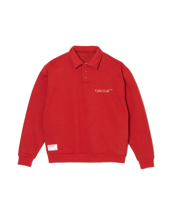 [WOMEN]#DIGNIFIED LOGO FLEECE PULLOVER L/S POLO RED