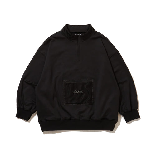 OG Logo Mesh Pocket Haif ZIP SWEAT Black