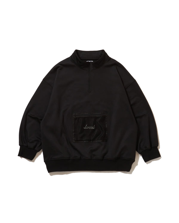 OG Logo Mesh Pocket Haif ZIP SWEAT Black