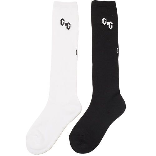 ［WOMEN］#09×2 IN OUT 2PC LONG SOCKS Black&White