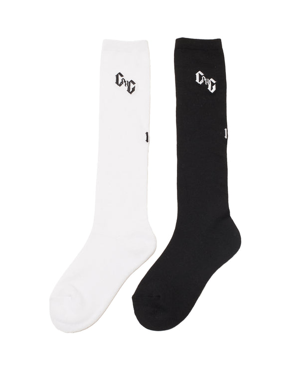 ［WOMEN］#09×2 IN OUT 2PC LONG SOCKS Black&White