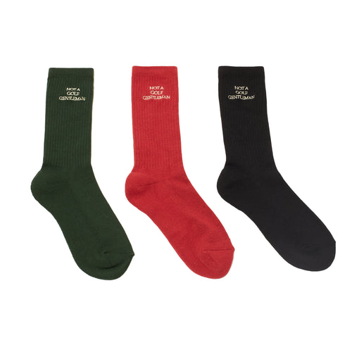 #DIGNIFIED LOGO 3PC SOCKS BLACK&RED&GREEN