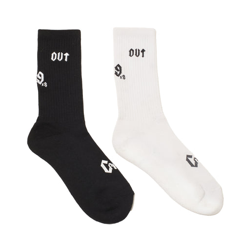 #09×2 IN OUT 2PC SOCKS  Black&White