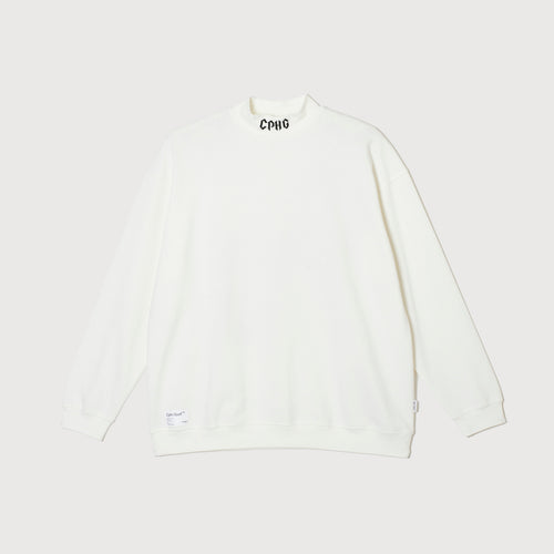 #09×2 IN OUT L/S MOCK NECK TEE WHITE