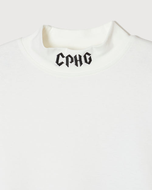 #09×2 IN OUT L/S MOCK NECK TEE WHITE