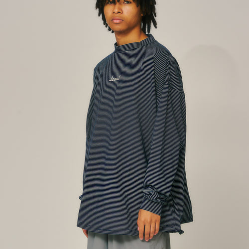 OG Embroidery L/S MOCK NECK Blue Boarder