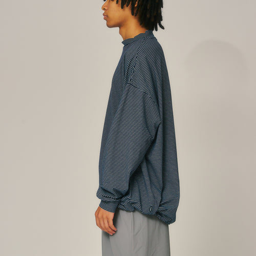 OG Embroidery L/S MOCK NECK Blue Boarder