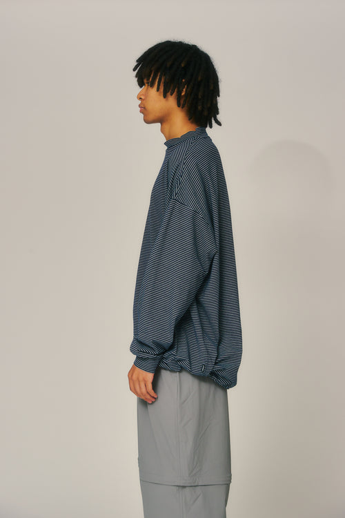 OG Embroidery L/S MOCK NECK Blue Boarder