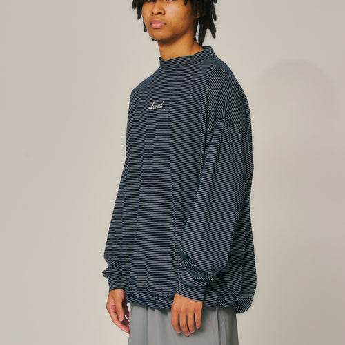 OG Embroidery L/S MOCK NECK Blue Boarder