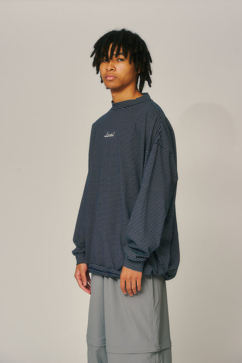 OG Embroidery L/S MOCK NECK Blue Boarder